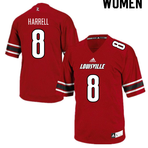 Women #8 Tyler Harrell Louisville Cardinals College Football Jerseys Sale-Red - Click Image to Close